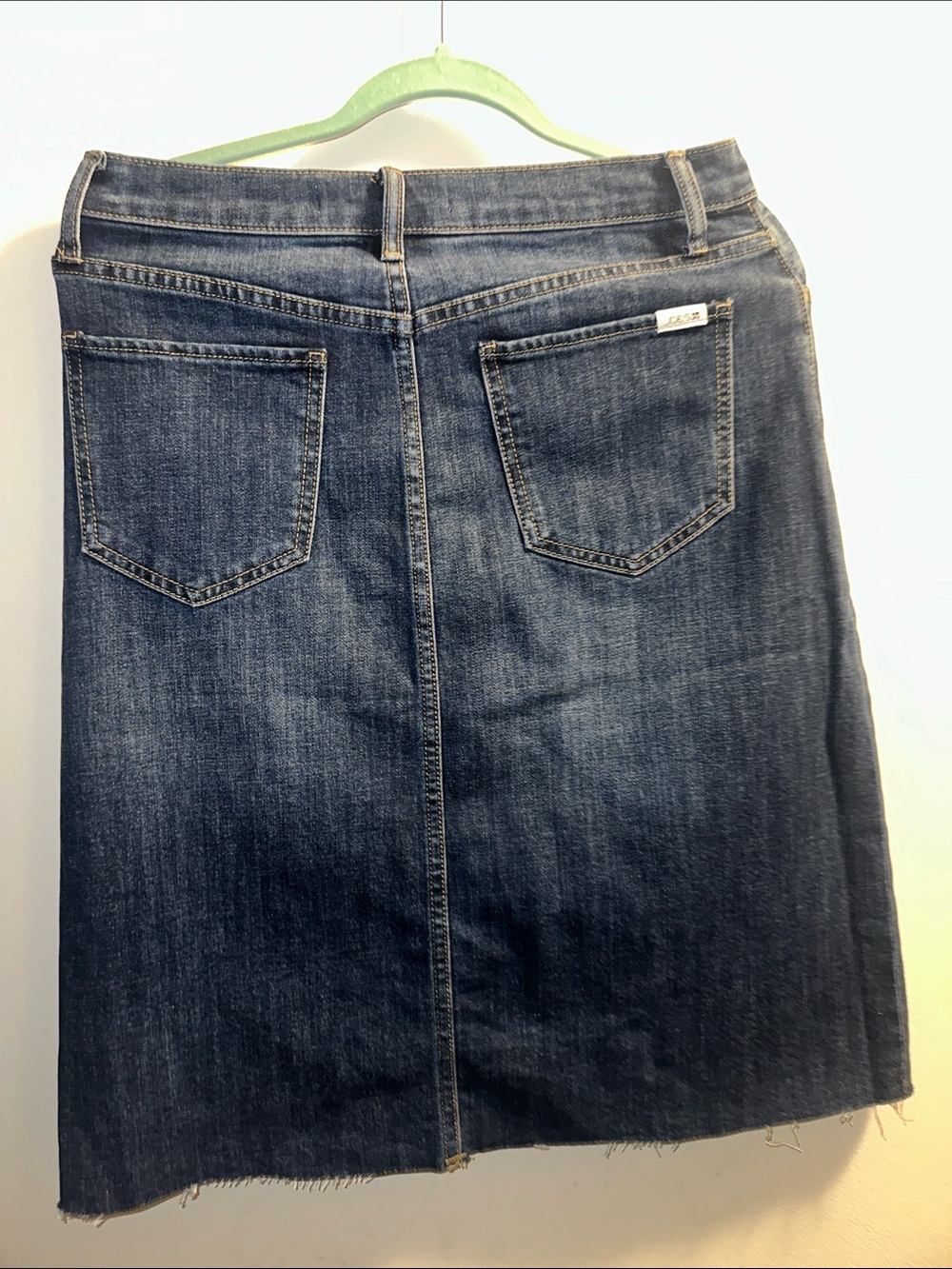 Joe's Jeans Dark Blue Denim Midi Skirt with Front Slit - Picture 3 of 5